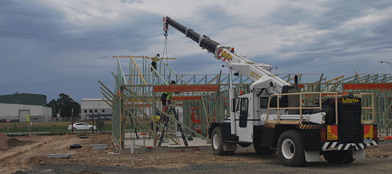 our crane placing trusses