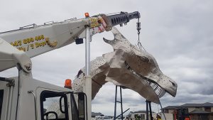 Fitting the head with our 20t Franna