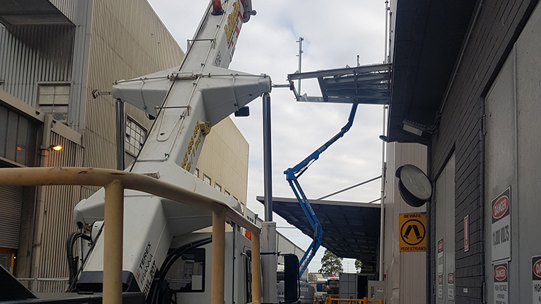 Erecting a platform in Port Melbourne